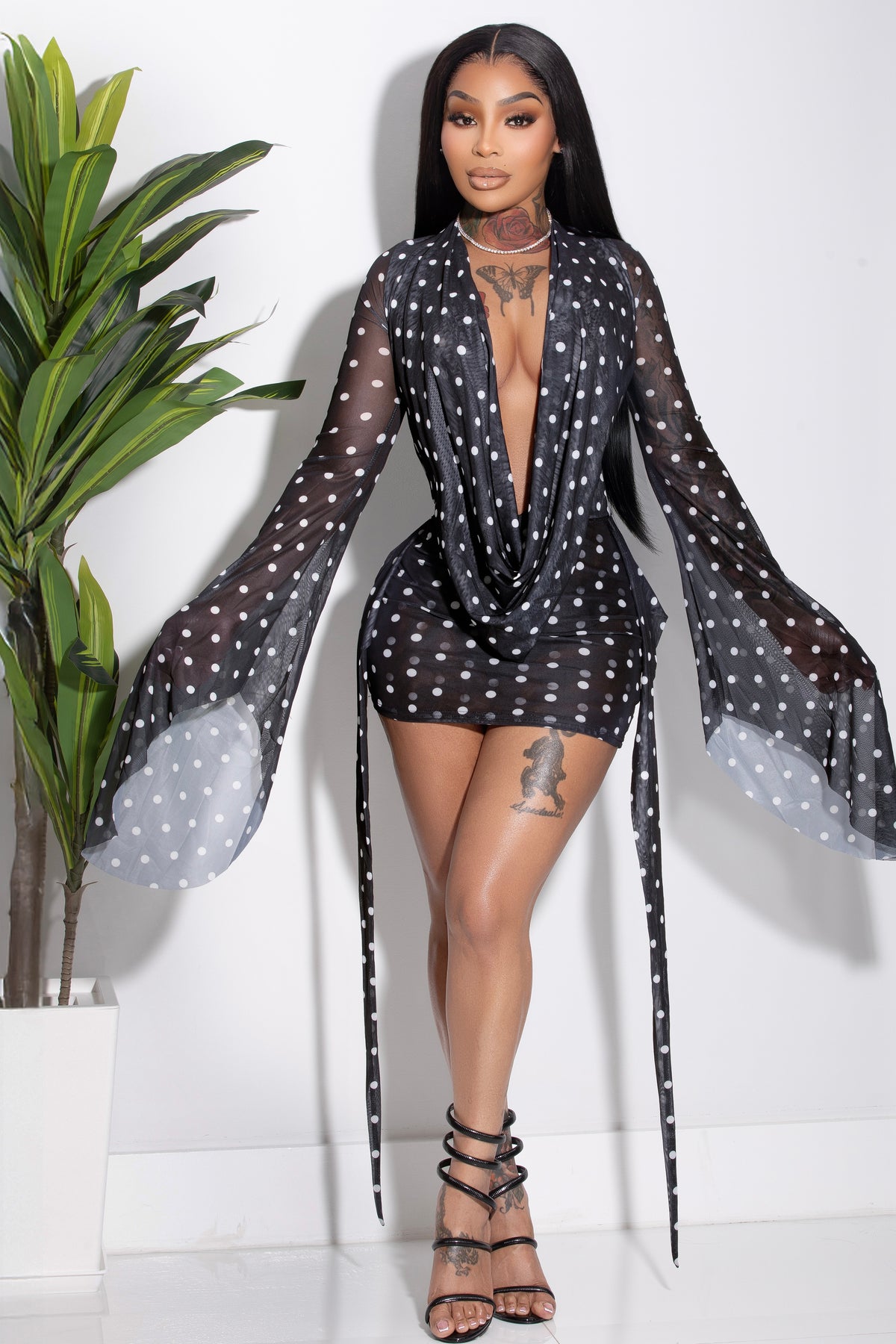 SPOT DRESS BLACK